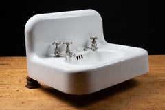 Antique Kohler Porcelain-Enameled Cast Iron Three-Faucet Bathroom Sink