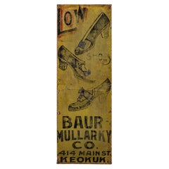 Antique Hand-Painted "Mullarky" Tin Shoe Sign by Ithaca Sign Works