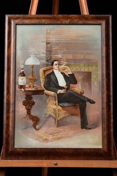 Antique 1894 The Club Cocktails Manhattan Tin Lithograph Advertising Sign