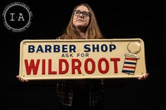 Vintage Wildroot Barber Shop Embossed Tin Sign