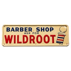 Vintage Wildroot Barber Shop Embossed Tin Sign