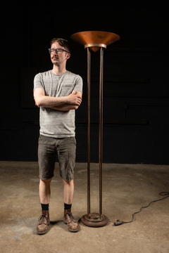 Modernist Copper Tube Torchiere Floor Lamp by Jim Bindman for Rainbow Lamp Co.