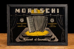 Early Moreschi Accordions Framed Reverse Glass Sign