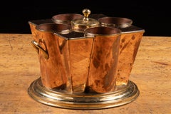 Enfriador vintage de cobre y latón para cuatro botellas de vino y champán