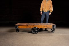 Antique Refinished Wooden Lineberry Industrial Cart