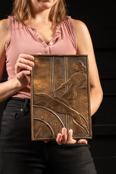 Antique Bronze Art Deco Wall Relief Plaque