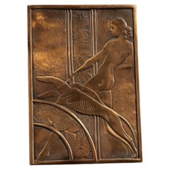 Antique Bronze Art Deco Wall Relief Plaque