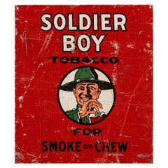 Vintage Soldier Boy Tobacco Tin Litho Sign
