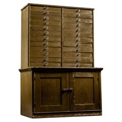 Antique Wooden Document Sorting Cabinet in Green
