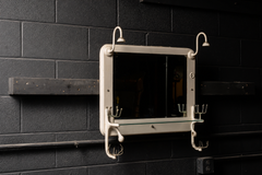 Vintage Art Deco Lighted Metal Vanity Mirror with Glass Shelf
