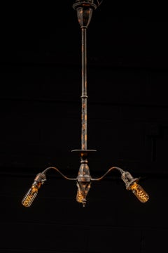 Antique Japanned Copper Triple Gooseneck Chandelier