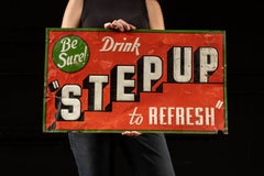 Vintage Step Up Soda Embossed Tin Advertising Sign