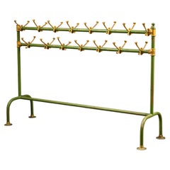 Mid-Century Freestanding Schoolhouse Coat Rack in Green and Yellow