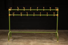 Mid-Century Freestanding Schoolhouse Coat Rack in Green and Yellow