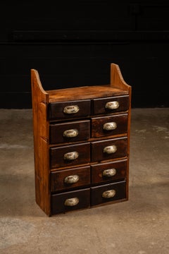 19th Century Apothecary Cabinet with Copper Drawer Labels