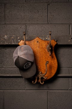 Vintage Victorian-Inspired Oak Shield Wall Rack with Figural Cast-Iron Hooks