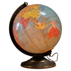 Vintage 12" Lighted Precision Glass Desktop Globe by Replogle
