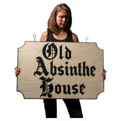 Vintage Hand-Painted Old Absinthe House Saloon Sign with Iron Corbel