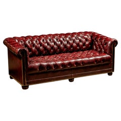 Vintage Tufted Chesterfield Sofa in Oxblood