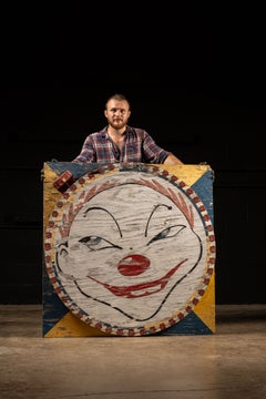 Roue des lots de carnaval « Clown » de style « folk art » des années 1960