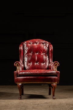 Vintage Tufted Wingback Armchair in Oxblood by Hancock and Moore