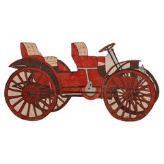 Antique Hand-Painted Wooden Motor Carriage Sign
