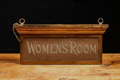 Antique Lighted Women's Room Sign by I.P. Frink, Bronze Frame, c. 1910