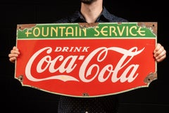 Panneau publicitaire en porcelaine émaillée « Coca-Cola Fountain Service » du Tennessee, 1938