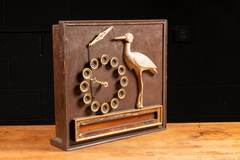 Early 20th Century W-W-W Mechanical Stork Birthstone Advertising Clock