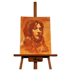 Female Head Study Contemporary Mog Young Park Oil Painting, Signed
