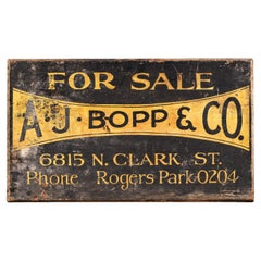 AJ Bopp and Co Painted Wood Trade Sign, c. 1920s