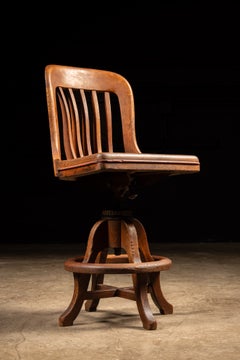 1930s Sikes Adjustable Oak Bookkeeping Swivel Stool