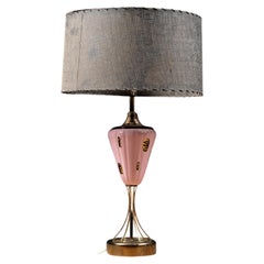 Mid-Century Pink Glass Table Lamp