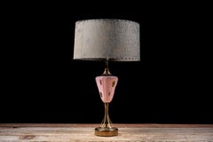 Mid-Century Pink Glass Table Lamp