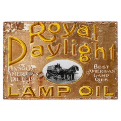 Antique Royal Daylight Porcelain Flange Sign for Anglo-American Oil