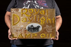 Antique Royal Daylight Porcelain Flange Sign for Anglo-American Oil