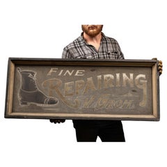 Antique W. Groh Shoe Repair Hand-Painted Smaltz Trade Sign