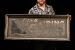 Antique W. Groh Shoe Repair Hand-Painted Smaltz Trade Sign