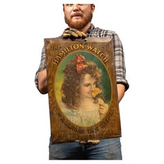 1900s Hamilton Watch "Purity" Beveled Tin Lithograph Advertising Sign