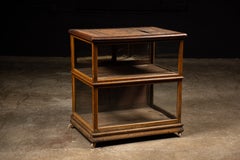 Early 20th Century Oak Mercantile Display Cabinet on Casters