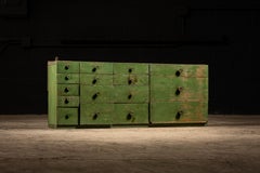 Mid-20th Century Industrial Painted Wood Dry Goods Drawer Cabinet