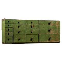 Mid-20th Century Industrial Painted Wood Dry Goods Drawer Cabinet