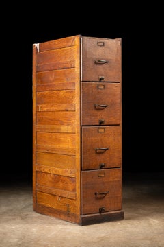 Antique Globe-Wernicke Oak Four-Drawer Document Cabinet