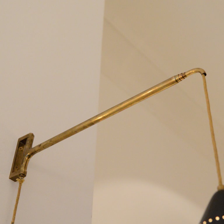 Enameled Giuseppe Ostuni Extendable Wall-Arm Lamp O-Luce, 1952 For Sale