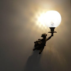 Pair of Angel Appliques of Bronze and Glass