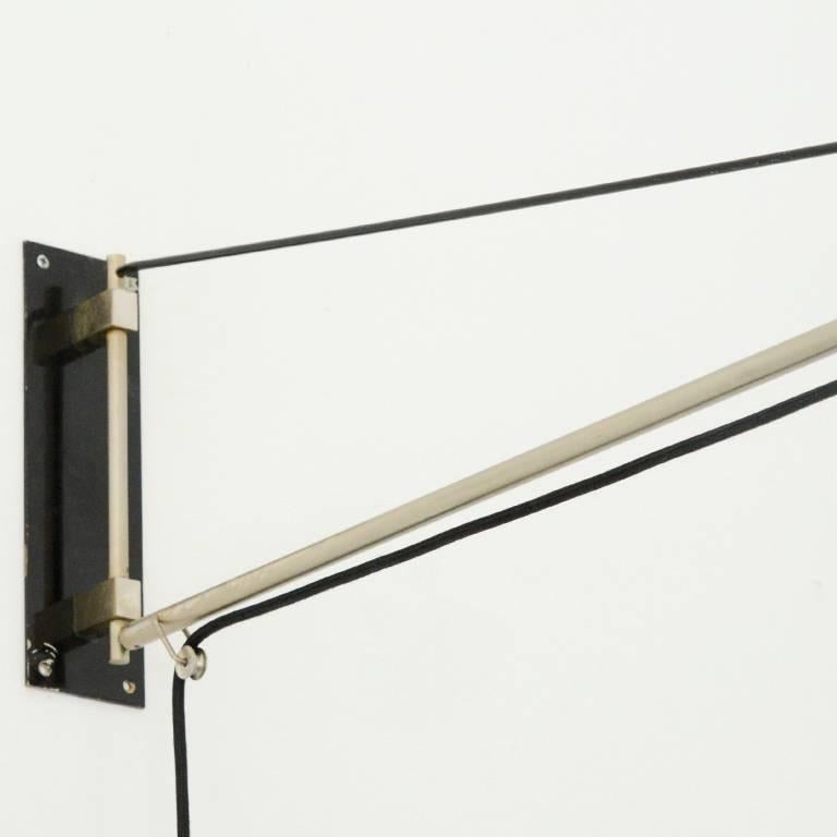 Italian Stilnovo Extendable Wall Arm Lamp in Black and White, 1957 For Sale