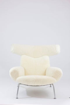 Iconic Hans Wegner Ox Chair in Sheepskin