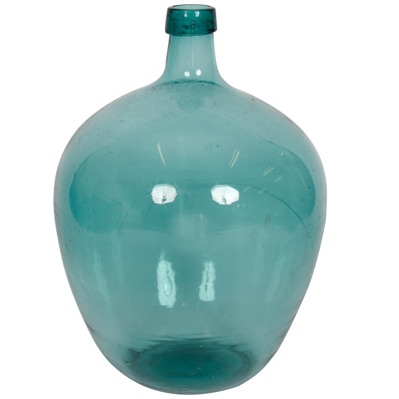 Early 20th Century Blue Demijohn Glass Bottle
