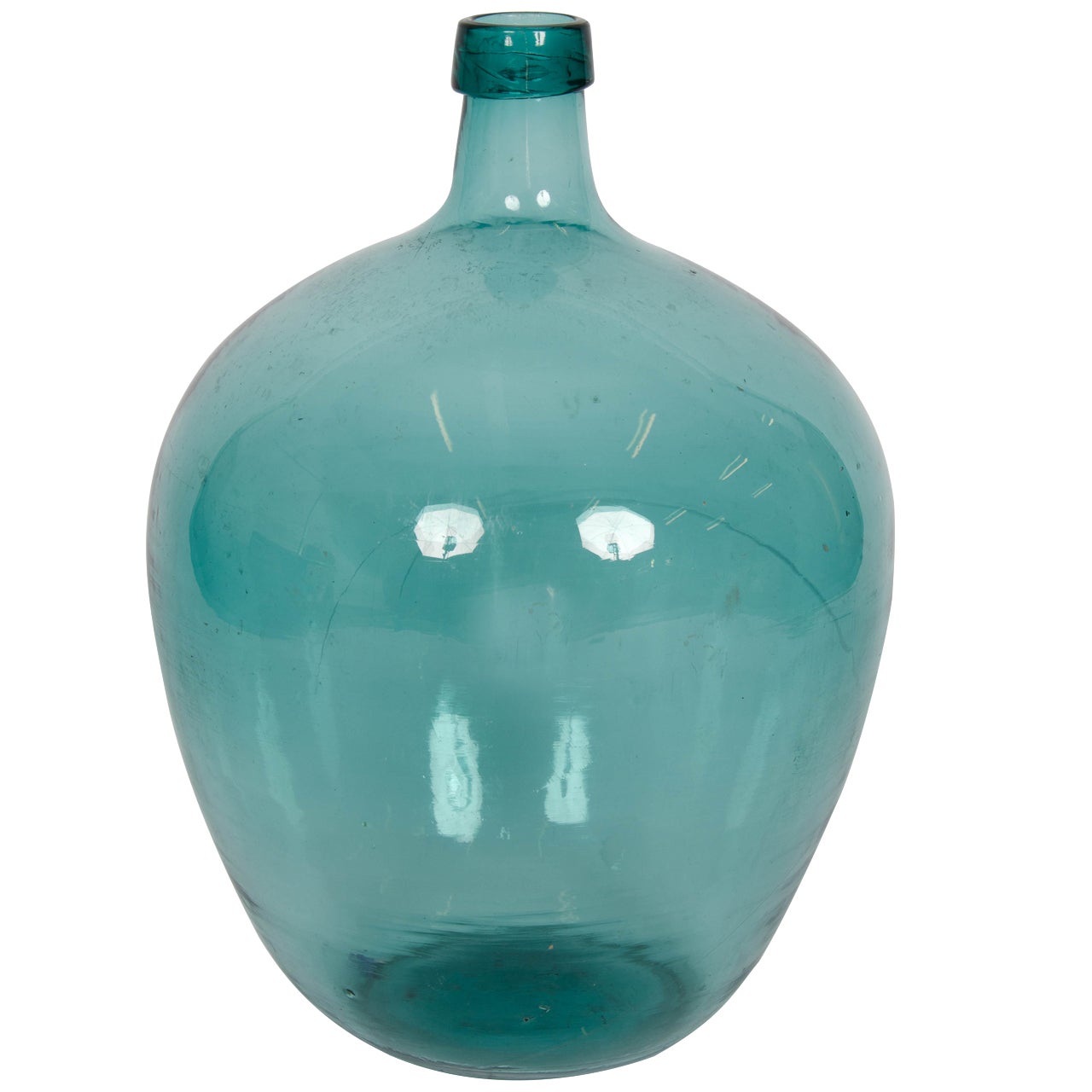 Early 20th Century Blue Demijohn Glass Bottle 