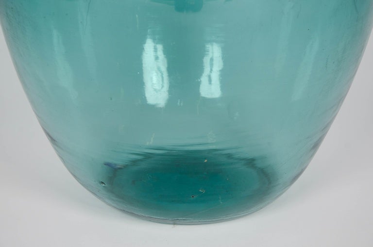 Finnish Early 20th Century Blue Demijohn Glass Bottle 